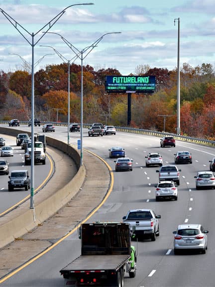digital billboard out of home advertising for futureland in cleveland