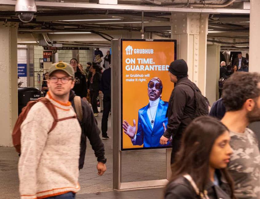 grubhub transit wallscape out of home advertising