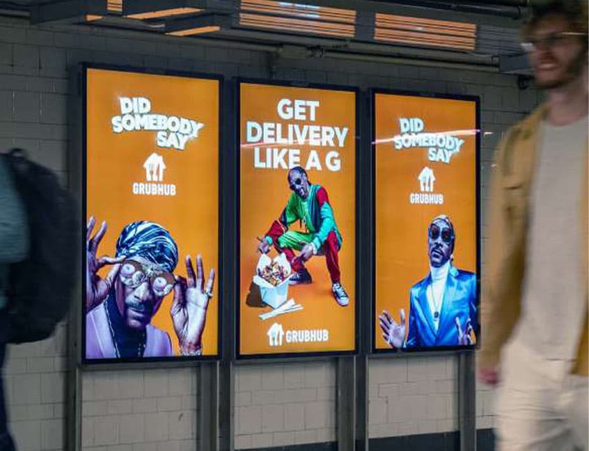 grubhub transit wallscape out of home advertising