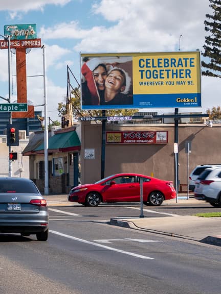 out of home billboard bulletin advertising in fresno california for golden 1