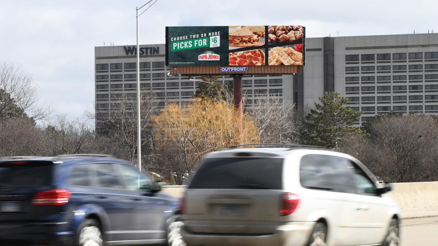 digital highway out of home advertising billboard in chicago for papa johns