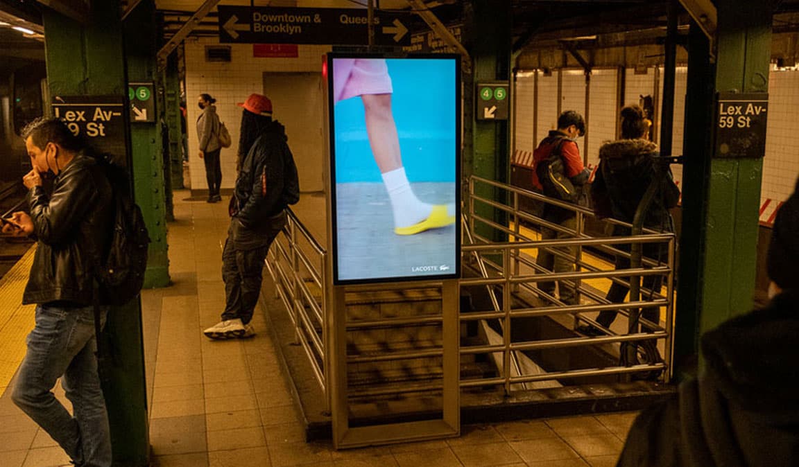 out of home digital liveboard advertising new york city lacoste