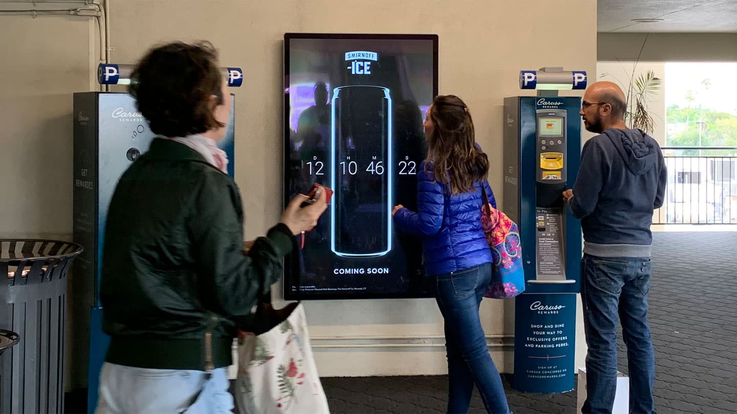 digital liveboard out of home advertising in los angeles for smirnoff