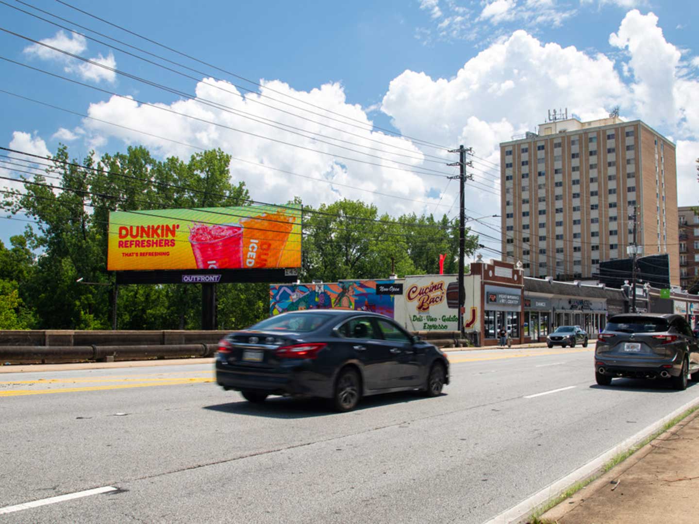 dunkin billboard in atlanta out of home advertising
