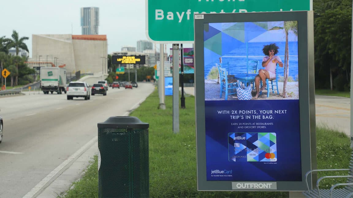 out of home digital street furniture advertising jetblue