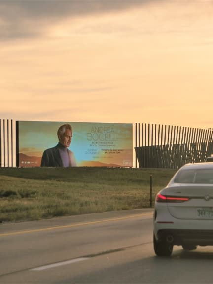 andrea bocelli on digital billboard in denver colorado