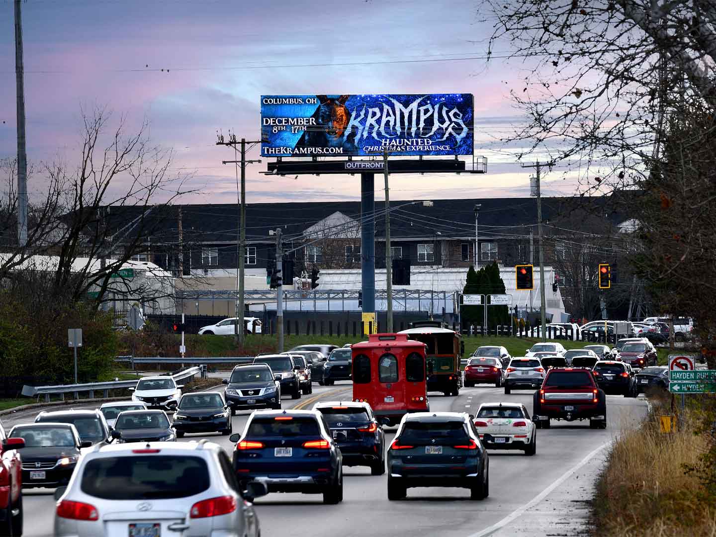 out of home advertising columbus ohio kramps haunted christmas experience