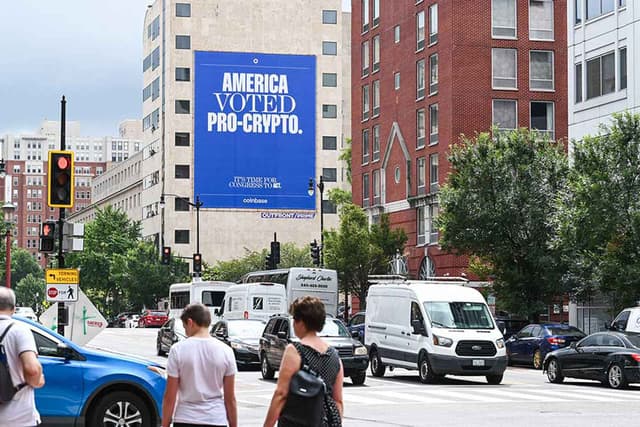 Coinbase wallscape advertisement in Washington, D.C