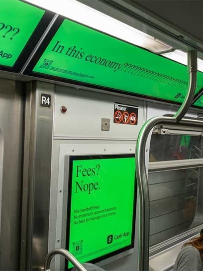 out of home subway transit advertising new york city cash app