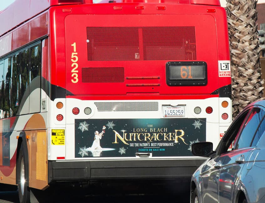 out of home bus advertising long beach island nutcracker