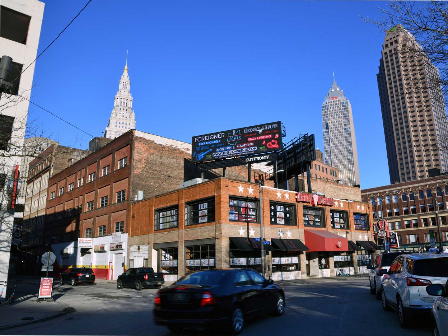 neon nights out of home billboard advertising in cleveland ohio