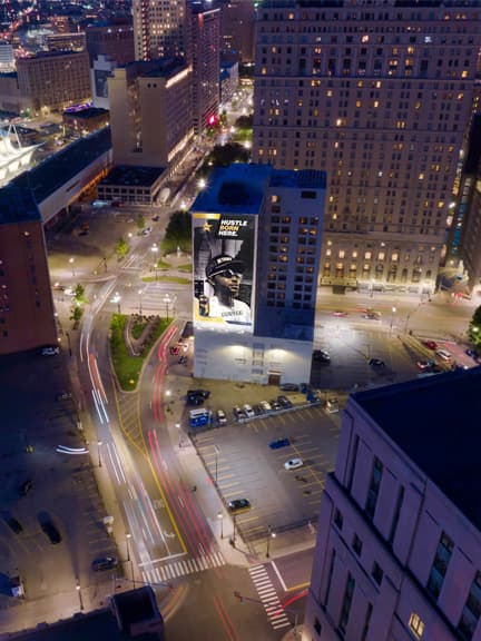 wall out of home advertising in detroit